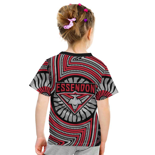 Essendon Football Club Kid T Shirt Indigenous Monochrome Dot Art Mascot Style