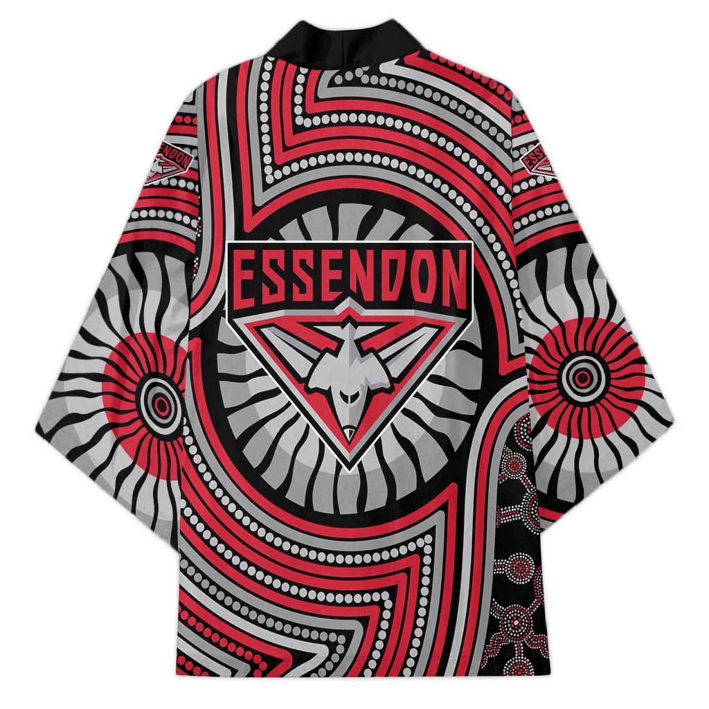 Essendon Football Club Kimono Indigenous Monochrome Dot Art Mascot Style
