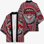 Essendon Football Club Kimono Indigenous Monochrome Dot Art Mascot Style