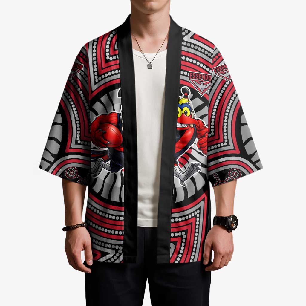 Essendon Football Club Kimono Indigenous Monochrome Dot Art Mascot Style