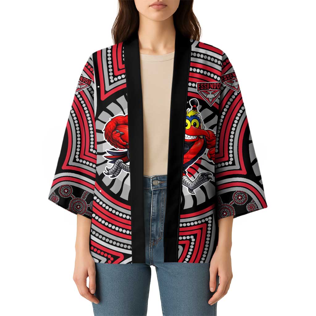 Essendon Football Club Kimono Indigenous Monochrome Dot Art Mascot Style