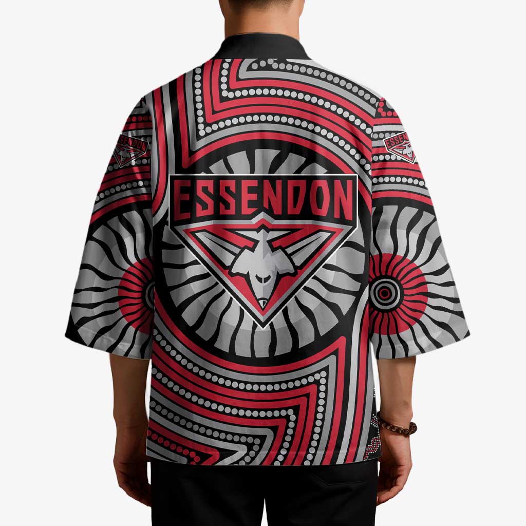 Essendon Football Club Kimono Indigenous Monochrome Dot Art Mascot Style