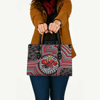 Essendon Football Club Leather Bag Indigenous Monochrome Dot Art Mascot Style