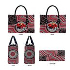 Essendon Football Club Leather Bag Indigenous Monochrome Dot Art Mascot Style