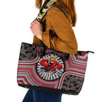 Essendon Football Club Leather Tote Bag Indigenous Monochrome Dot Art Mascot Style