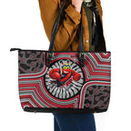 Essendon Football Club Leather Tote Bag Indigenous Monochrome Dot Art Mascot Style