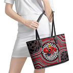 Essendon Football Club Leather Tote Bag Indigenous Monochrome Dot Art Mascot Style