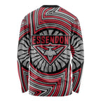 Essendon Football Club Long Sleeve Shirt Indigenous Monochrome Dot Art Mascot Style