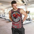 Essendon Football Club Men Tank Top Indigenous Monochrome Dot Art Mascot Style