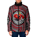 Essendon Football Club Padded Jacket Indigenous Monochrome Dot Art Mascot Style