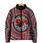 Essendon Football Club Padded Jacket Indigenous Monochrome Dot Art Mascot Style