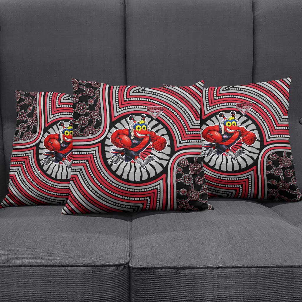 Essendon Football Club Pillow Cover Indigenous Monochrome Dot Art Mascot Style