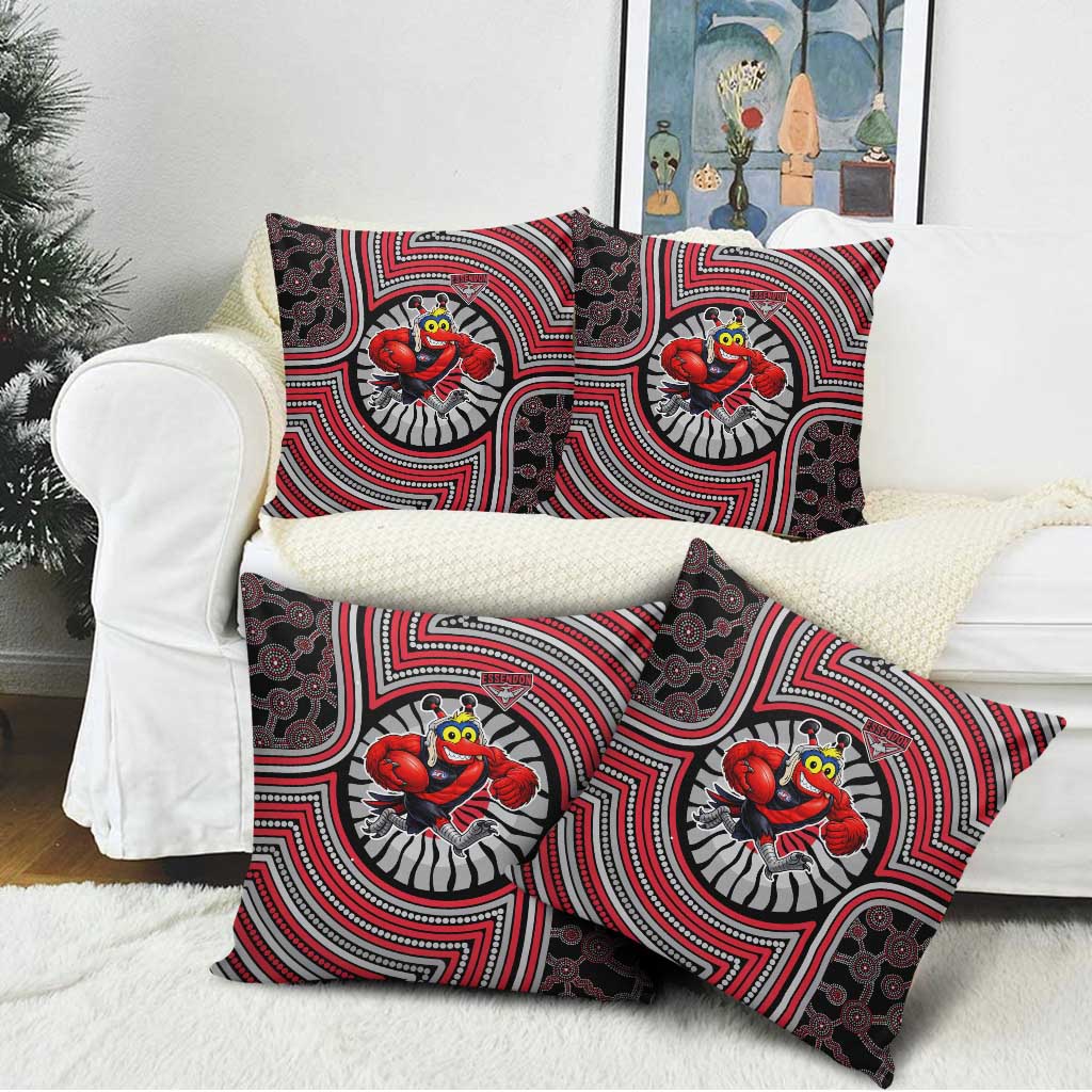 Essendon Football Club Pillow Cover Indigenous Monochrome Dot Art Mascot Style