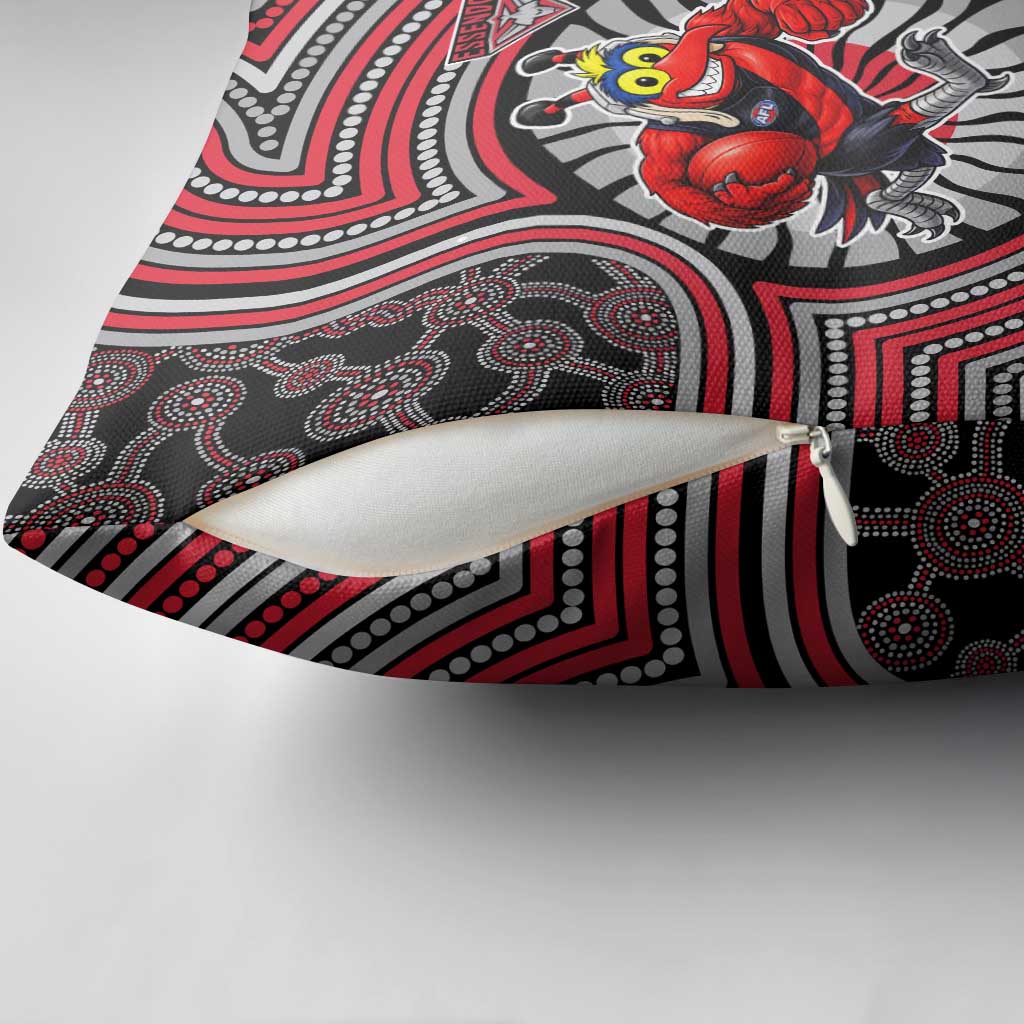 Essendon Football Club Pillow Cover Indigenous Monochrome Dot Art Mascot Style