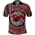 Essendon Football Club Polo Shirt Indigenous Monochrome Dot Art Mascot Style
