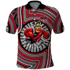Essendon Football Club Polo Shirt Indigenous Monochrome Dot Art Mascot Style