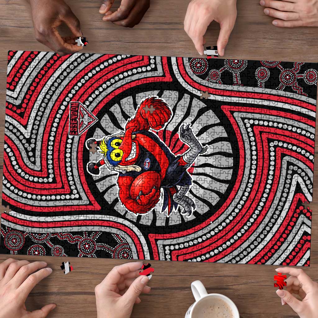 Essendon Football Club Puzzle Indigenous Monochrome Dot Art Mascot Style