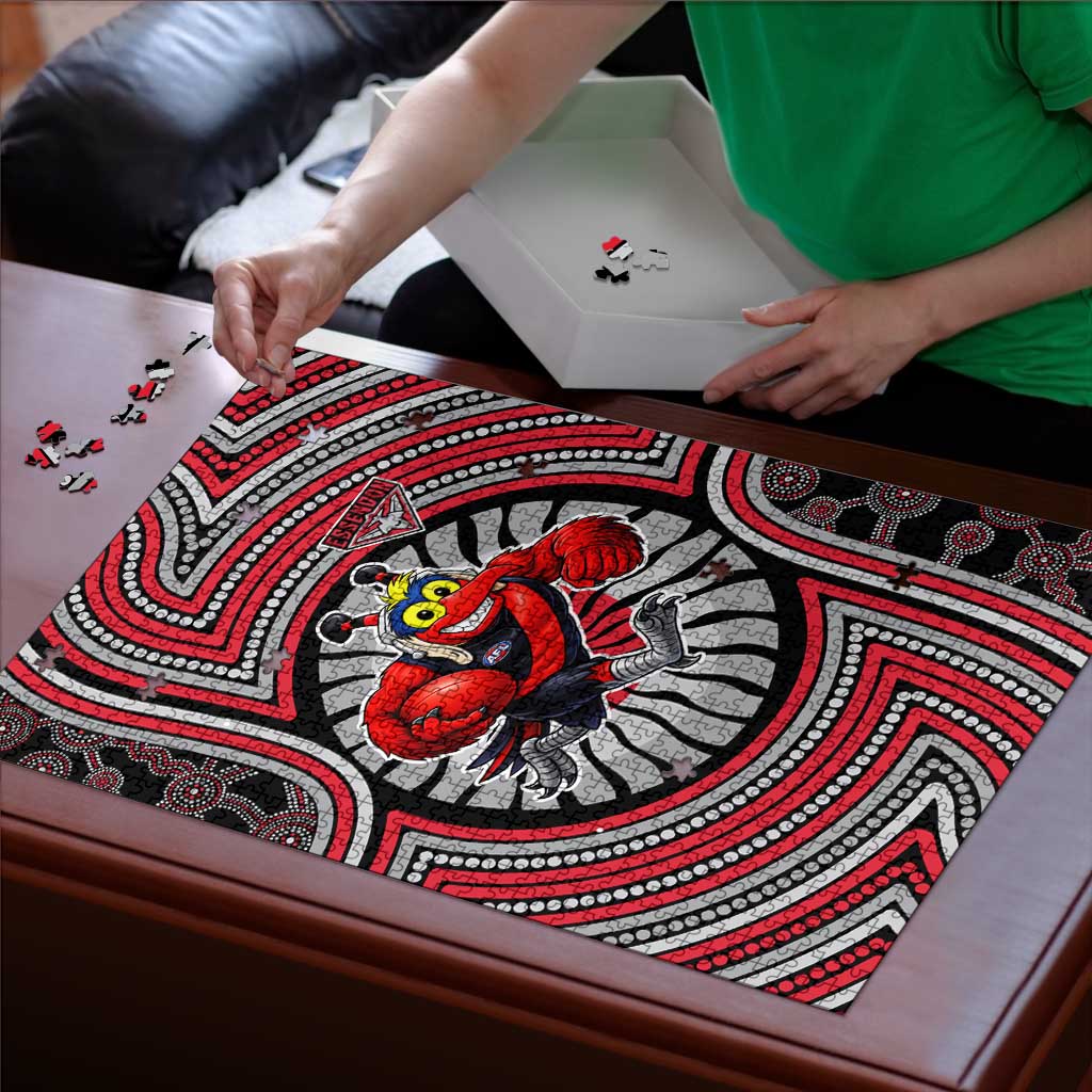 Essendon Football Club Puzzle Indigenous Monochrome Dot Art Mascot Style
