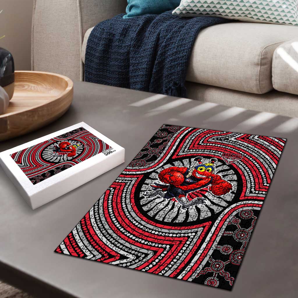 Essendon Football Club Puzzle Indigenous Monochrome Dot Art Mascot Style