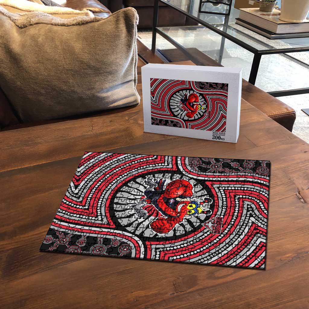 Essendon Football Club Puzzle Indigenous Monochrome Dot Art Mascot Style