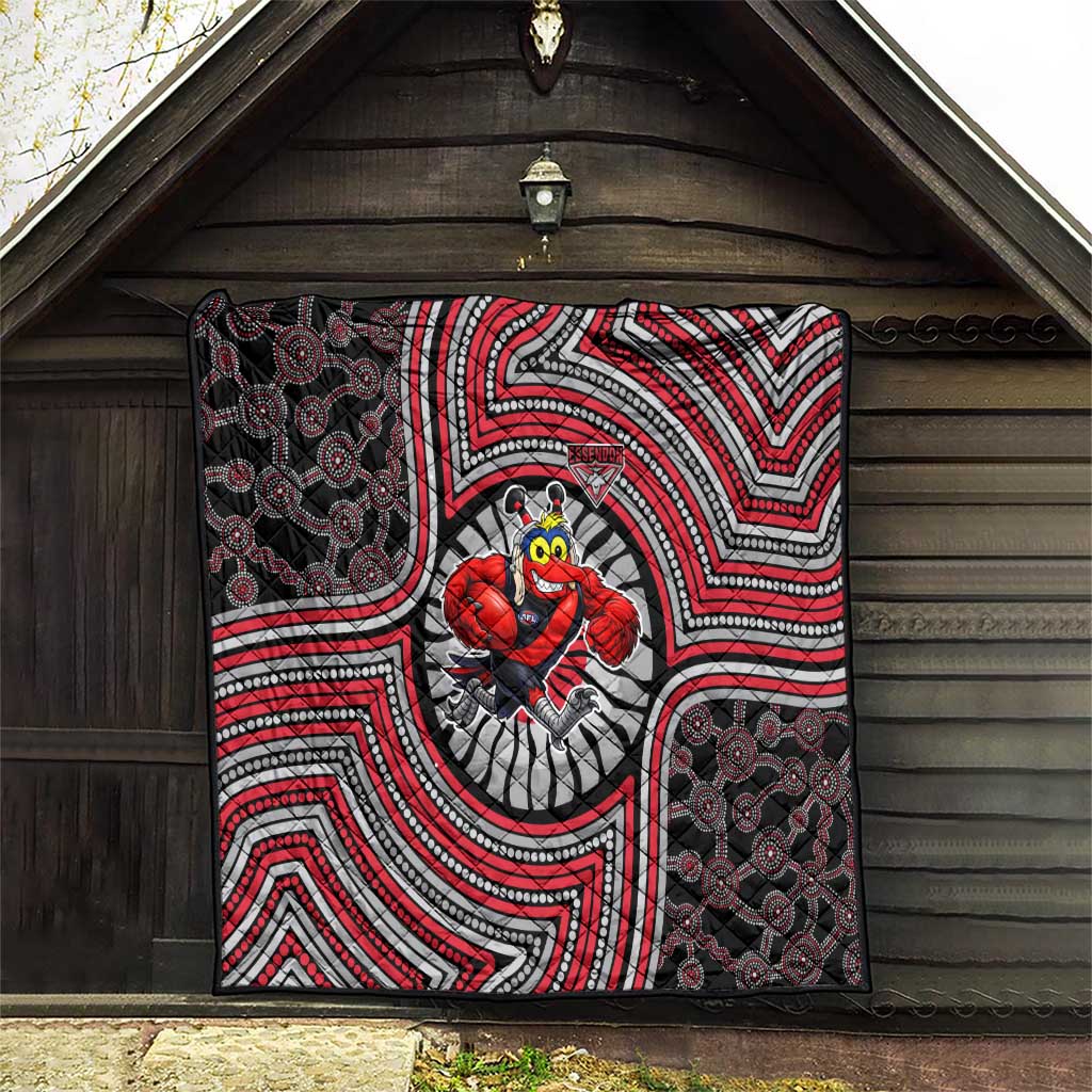 Essendon Football Club Quilt Indigenous Monochrome Dot Art Mascot Style