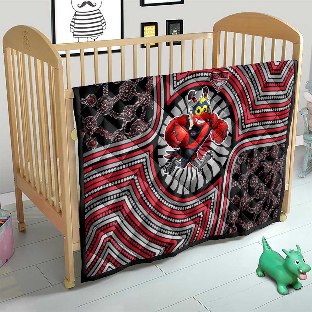 Essendon Football Club Quilt Indigenous Monochrome Dot Art Mascot Style