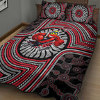 Essendon Football Club Quilt Bed Set Indigenous Monochrome Dot Art Mascot Style
