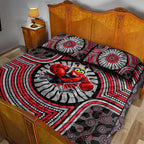 Essendon Football Club Quilt Bed Set Indigenous Monochrome Dot Art Mascot Style