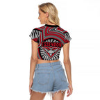 Essendon Football Club Raglan Cropped T Shirt Indigenous Monochrome Dot Art Mascot Style