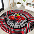 Essendon Football Club Round Carpet Indigenous Monochrome Dot Art Mascot Style