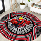 Essendon Football Club Round Carpet Indigenous Monochrome Dot Art Mascot Style