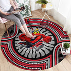 Essendon Football Club Round Carpet Indigenous Monochrome Dot Art Mascot Style