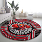 Essendon Football Club Round Carpet Indigenous Monochrome Dot Art Mascot Style