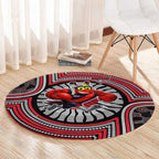 Essendon Football Club Round Carpet Indigenous Monochrome Dot Art Mascot Style