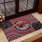 Essendon Football Club Rubber Doormat Indigenous Monochrome Dot Art Mascot Style