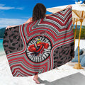 Essendon Football Club Sarong Indigenous Monochrome Dot Art Mascot Style