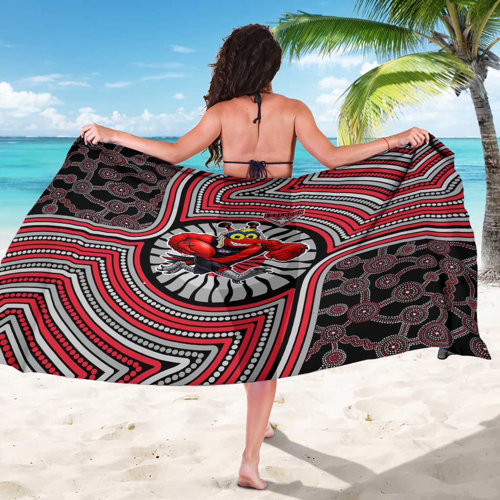 Essendon Football Club Sarong Indigenous Monochrome Dot Art Mascot Style
