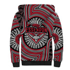 Essendon Football Club Sherpa Hoodie Indigenous Monochrome Dot Art Mascot Style