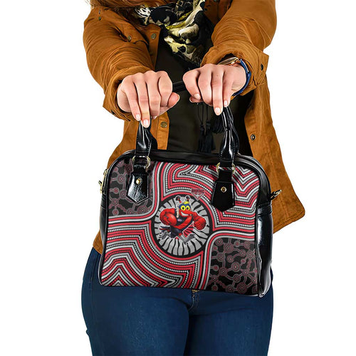 Essendon Football Club Shoulder Handbag Indigenous Monochrome Dot Art Mascot Style