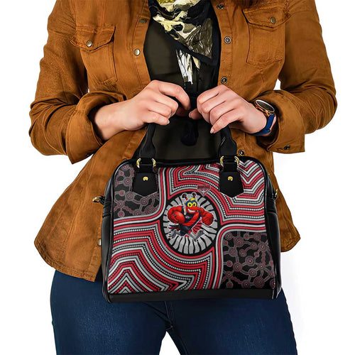 Essendon Football Club Shoulder Handbag Indigenous Monochrome Dot Art Mascot Style