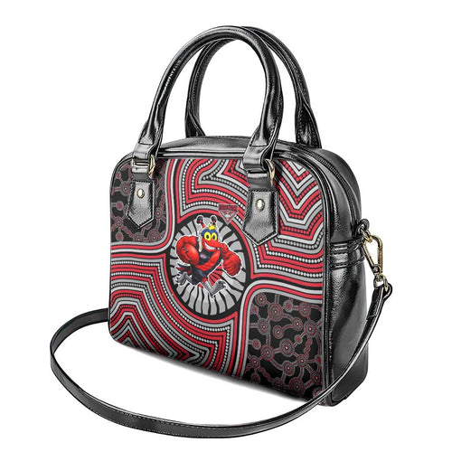 Essendon Football Club Shoulder Handbag Indigenous Monochrome Dot Art Mascot Style