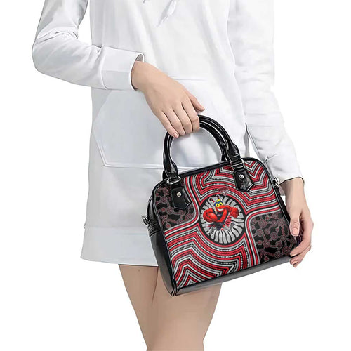 Essendon Football Club Shoulder Handbag Indigenous Monochrome Dot Art Mascot Style