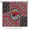 Essendon Football Club Shower Curtain Indigenous Monochrome Dot Art Mascot Style