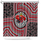Essendon Football Club Shower Curtain Indigenous Monochrome Dot Art Mascot Style