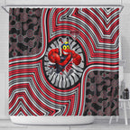 Essendon Football Club Shower Curtain Indigenous Monochrome Dot Art Mascot Style