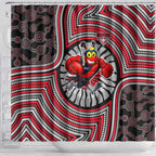Essendon Football Club Shower Curtain Indigenous Monochrome Dot Art Mascot Style