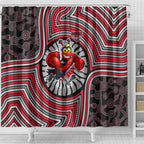 Essendon Football Club Shower Curtain Indigenous Monochrome Dot Art Mascot Style