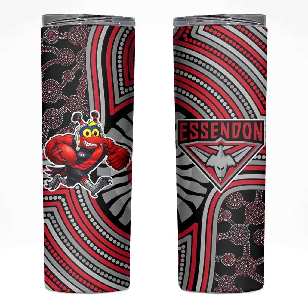 Essendon Football Club Skinny Tumbler Indigenous Monochrome Dot Art Mascot Style