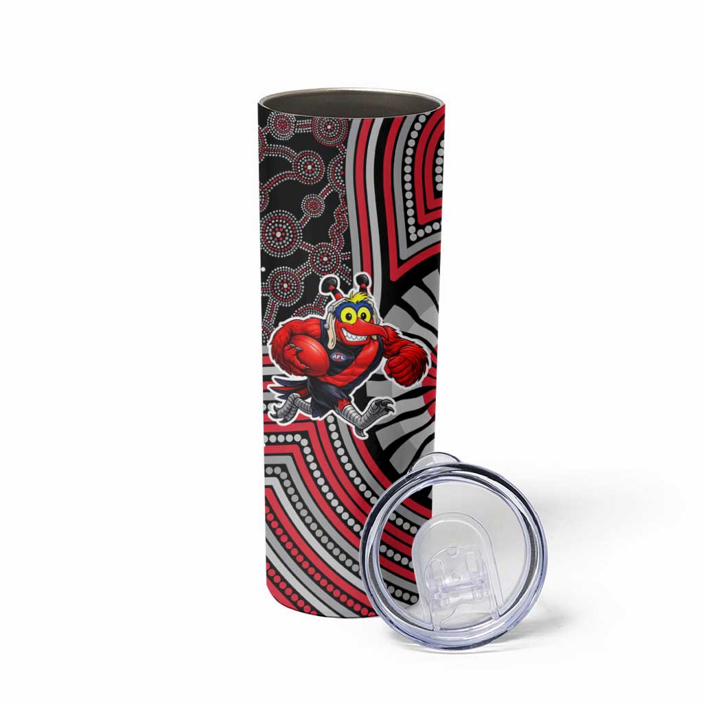 Essendon Football Club Skinny Tumbler Indigenous Monochrome Dot Art Mascot Style