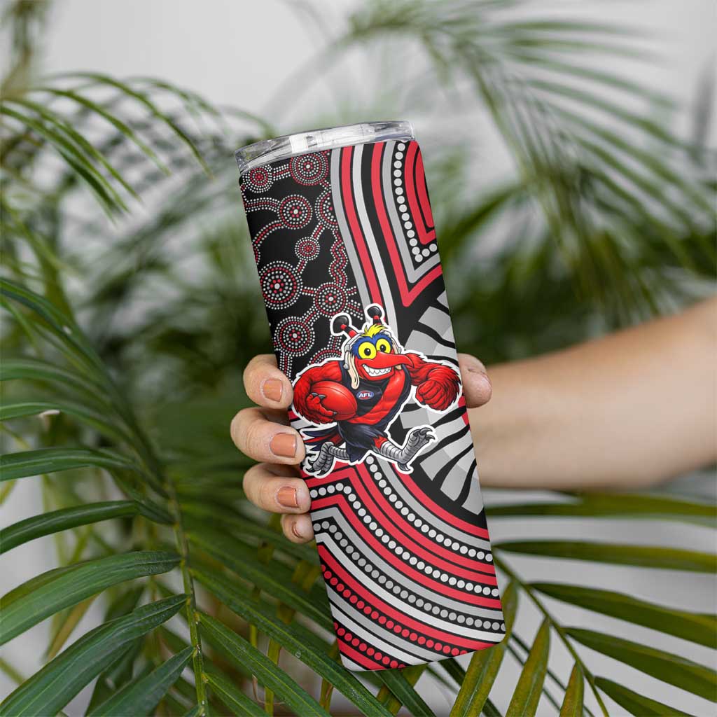 Essendon Football Club Skinny Tumbler Indigenous Monochrome Dot Art Mascot Style